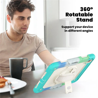 For iPad Air 11 (2024) Case with Screen Protector Kickstand PC+Silicone Tablet Cover