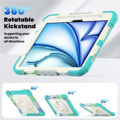 For iPad Air 11 (2024) Case with Screen Protector Kickstand PC+Silicone Tablet Cover