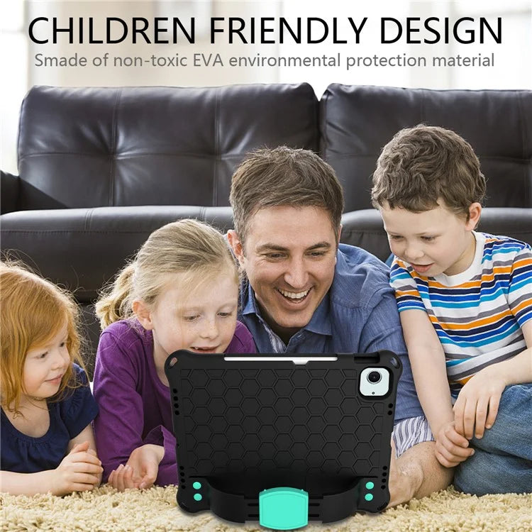 For iPad Air 11 (2024) Case EVA Honeycomb Texture Tablet Cover with Hand Strap / Shoulder Strap