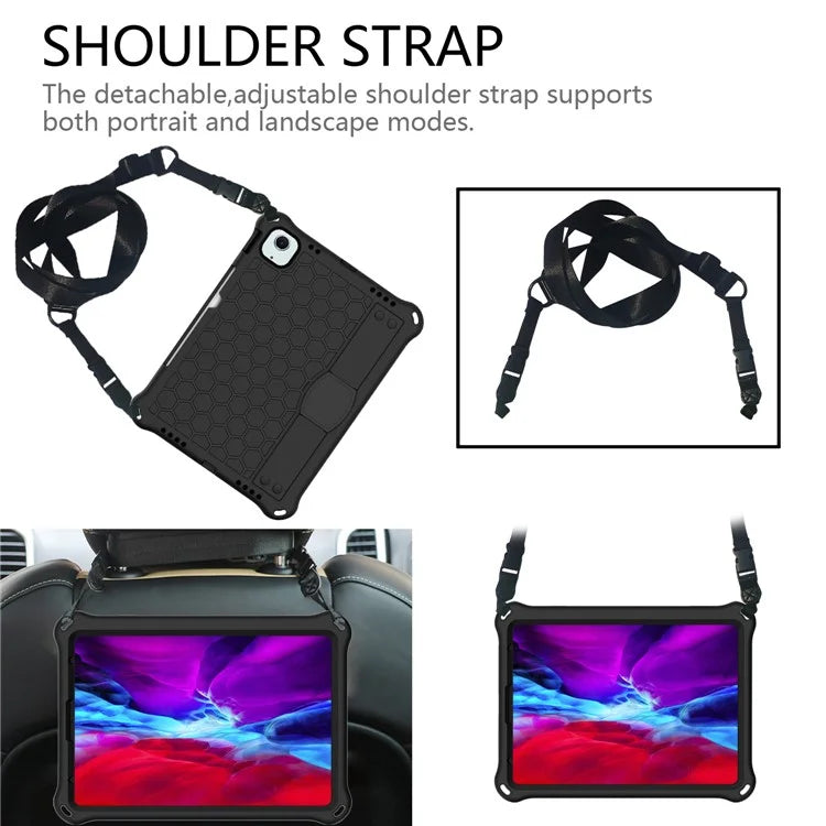 For iPad Air 11 (2024) Case EVA Honeycomb Texture Tablet Cover with Hand Strap / Shoulder Strap