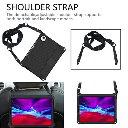 For iPad Air 11 (2024) Case EVA Honeycomb Texture Tablet Cover with Hand Strap / Shoulder Strap