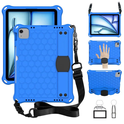 For iPad Air 11 (2024) Case EVA Honeycomb Texture Tablet Cover with Hand Strap / Shoulder Strap