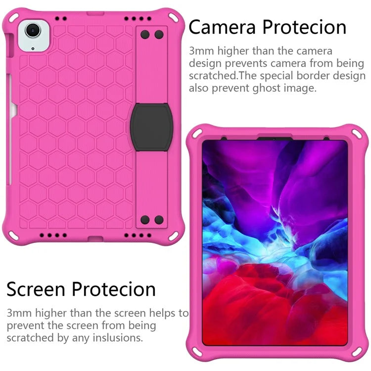 For iPad Air 11 (2024) Case EVA Honeycomb Texture Tablet Cover with Hand Strap / Shoulder Strap