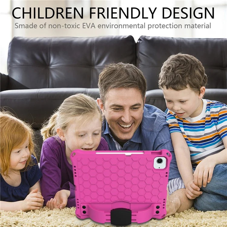 For iPad Air 11 (2024) Case EVA Honeycomb Texture Tablet Cover with Hand Strap / Shoulder Strap
