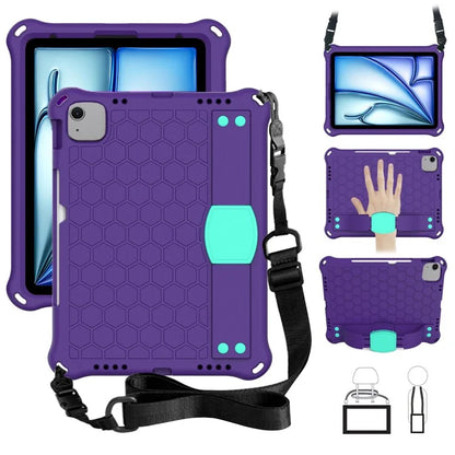 For iPad Air 11 (2024) Case EVA Honeycomb Texture Tablet Cover with Hand Strap / Shoulder Strap