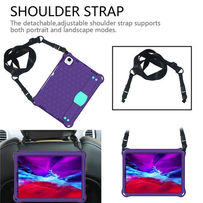 For iPad Air 11 (2024) Case EVA Honeycomb Texture Tablet Cover with Hand Strap / Shoulder Strap
