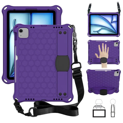 For iPad Air 11 (2024) Case EVA Honeycomb Texture Tablet Cover with Hand Strap / Shoulder Strap