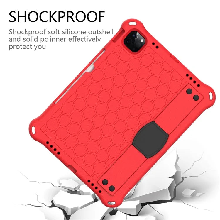 For iPad Pro 11 (2024) Case Hand Strap Kickstand Honeycomb EVA Cover with Shoulder Strap