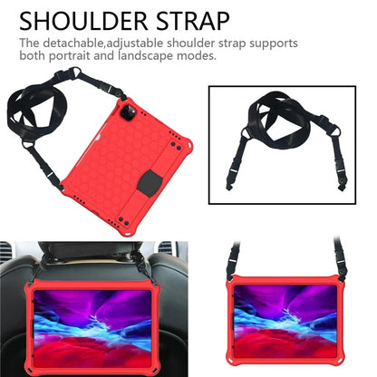 For iPad Pro 11 (2024) Case Hand Strap Kickstand Honeycomb EVA Cover with Shoulder Strap