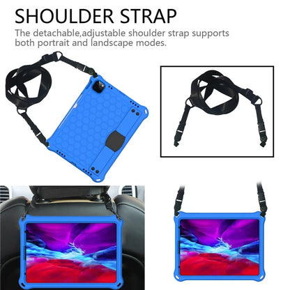 For iPad Pro 11 (2024) Case Hand Strap Kickstand Honeycomb EVA Cover with Shoulder Strap
