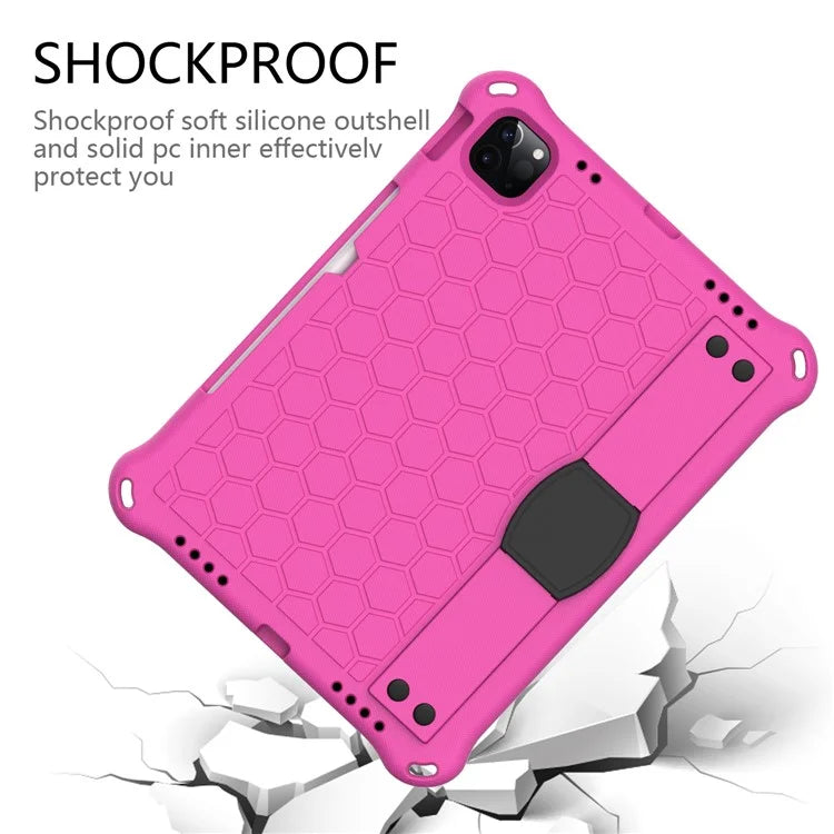 For iPad Pro 11 (2024) Case Hand Strap Kickstand Honeycomb EVA Cover with Shoulder Strap