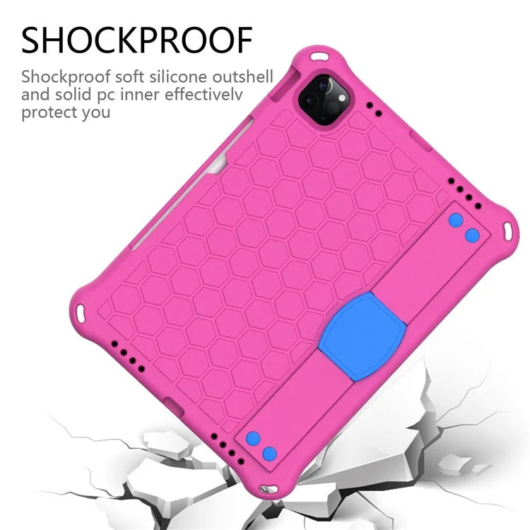 For iPad Pro 11 (2024) Case Hand Strap Kickstand Honeycomb EVA Cover with Shoulder Strap