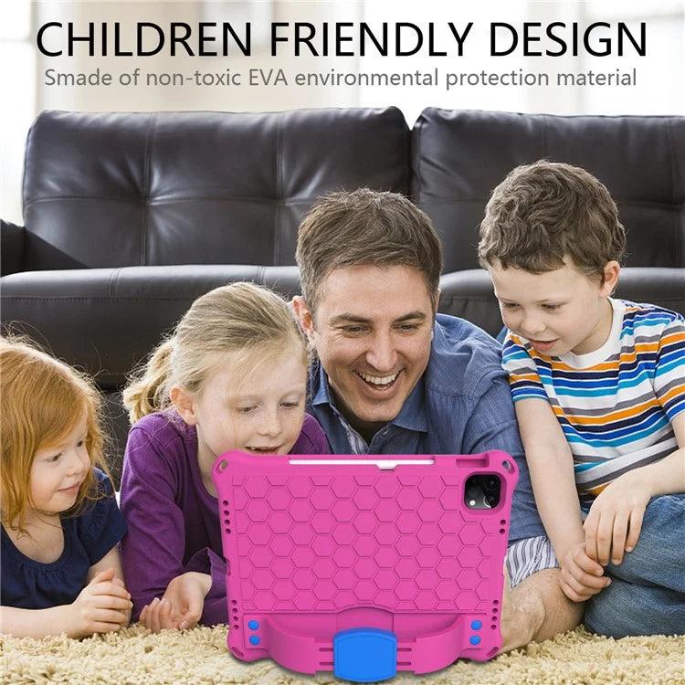 For iPad Pro 11 (2024) Case Hand Strap Kickstand Honeycomb EVA Cover with Shoulder Strap