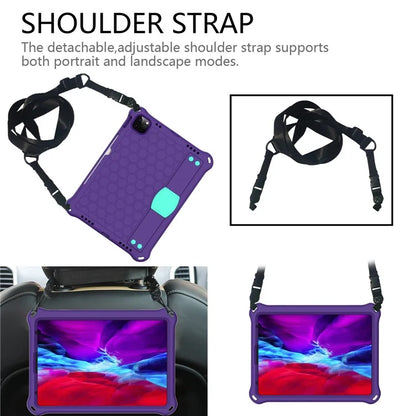 For iPad Pro 11 (2024) Case Hand Strap Kickstand Honeycomb EVA Cover with Shoulder Strap