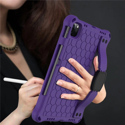 For iPad Pro 11 (2024) Case Hand Strap Kickstand Honeycomb EVA Cover with Shoulder Strap