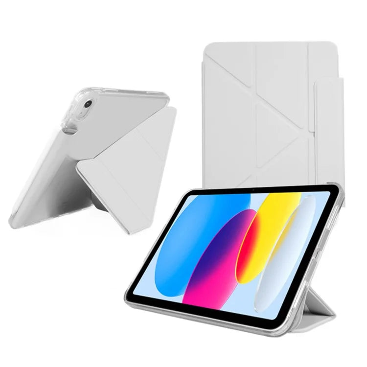 For iPad Air 11 (2024) Case Origami Stand PU Leather Clear Back Tablet Cover with Pencil Holder