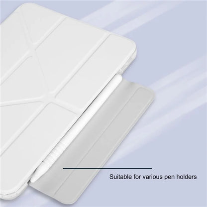 For iPad Air 11 (2024) Case Origami Stand PU Leather Clear Back Tablet Cover with Pencil Holder