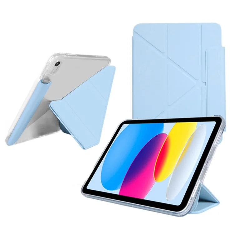 For iPad Air 11 (2024) Case Origami Stand PU Leather Clear Back Tablet Cover with Pencil Holder