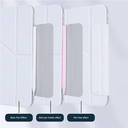 For iPad Air 11 (2024) Case Origami Stand PU Leather Clear Back Tablet Cover with Pencil Holder