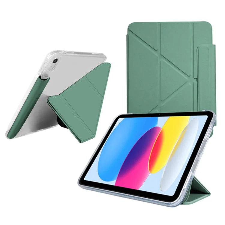 For iPad Air 11 (2024) Case Origami Stand PU Leather Clear Back Tablet Cover with Pencil Holder