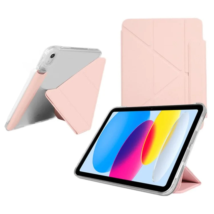 For iPad Air 11 (2024) Case Origami Stand PU Leather Clear Back Tablet Cover with Pencil Holder
