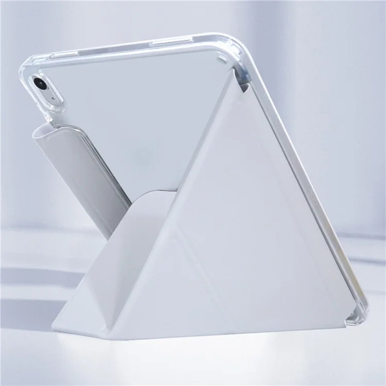 For iPad Air 11 (2024) Case Origami Stand PU Leather Clear Back Tablet Cover with Pencil Holder