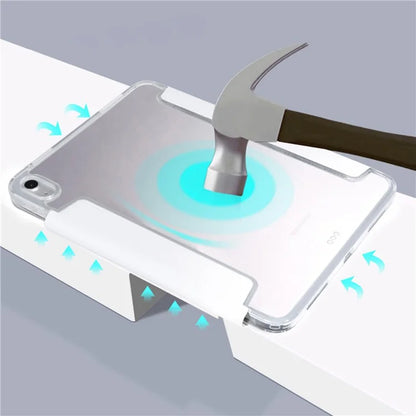 For iPad Air 11 (2024) Case Origami Stand PU Leather Clear Back Tablet Cover with Pencil Holder