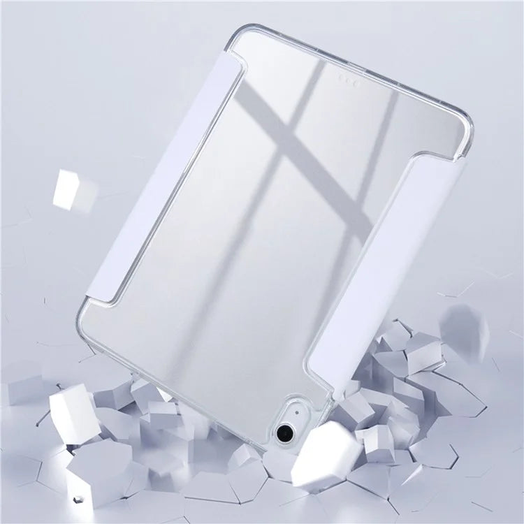 For iPad Air 11 (2024) Case Origami Stand PU Leather Clear Back Tablet Cover with Pencil Holder