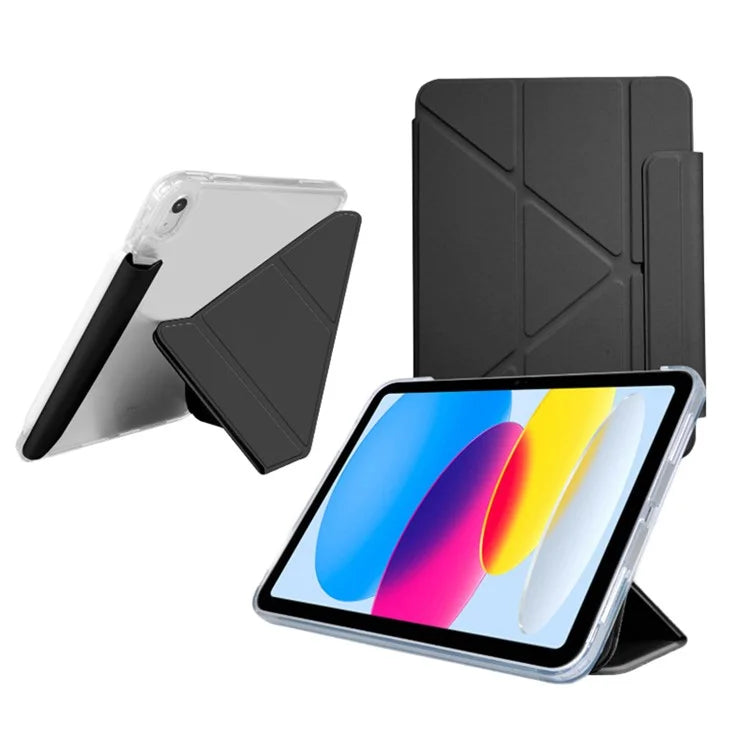 For iPad Air 11 (2024) Case Origami Stand PU Leather Clear Back Tablet Cover with Pencil Holder