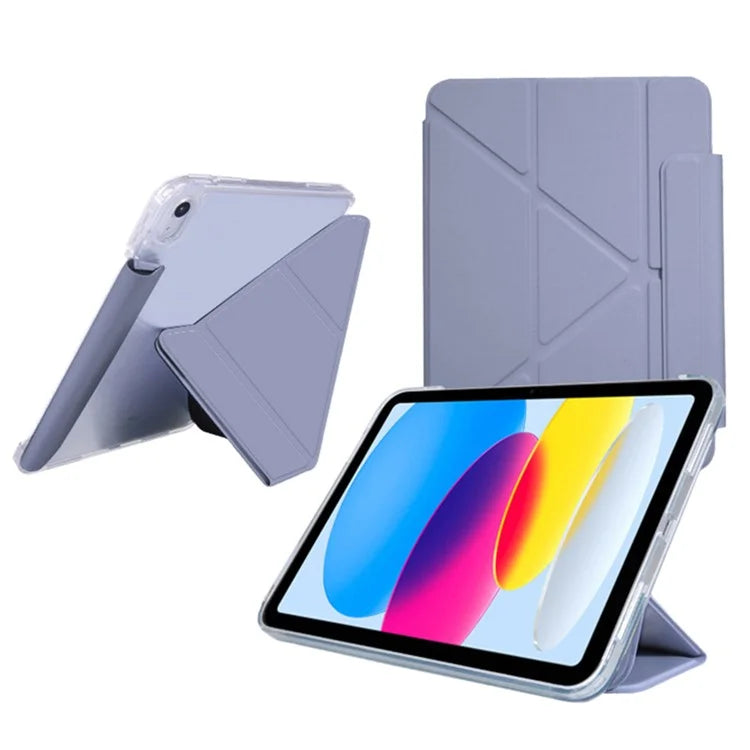 For iPad Air 11 (2024) Case Origami Stand PU Leather Clear Back Tablet Cover with Pencil Holder