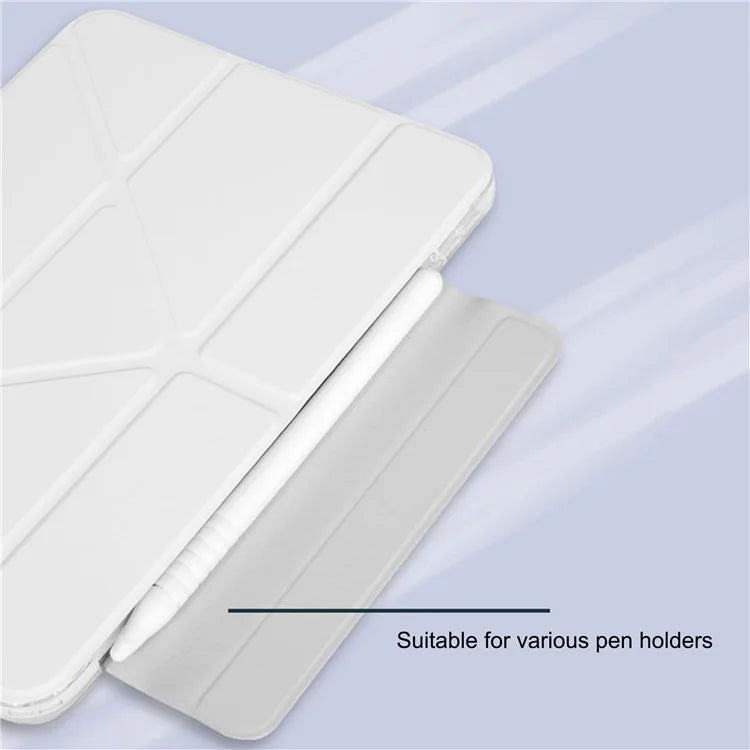For iPad Air 11 (2024) Case Origami Stand PU Leather Clear Back Tablet Cover with Pencil Holder