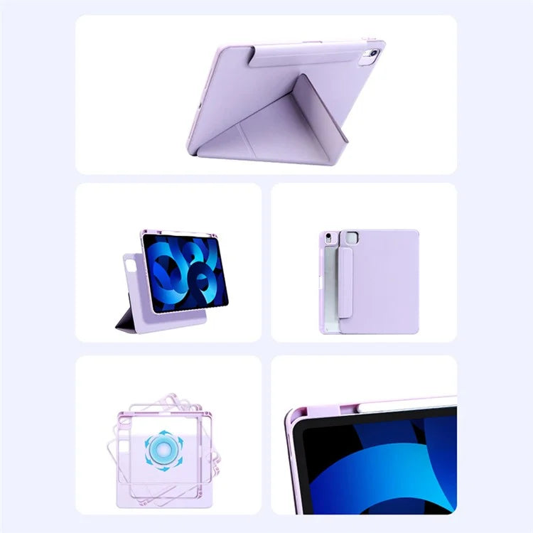 For iPad Air 11 (2024) Case Origami Stand PU Leather Tablet Cover 360-degree Rotatable