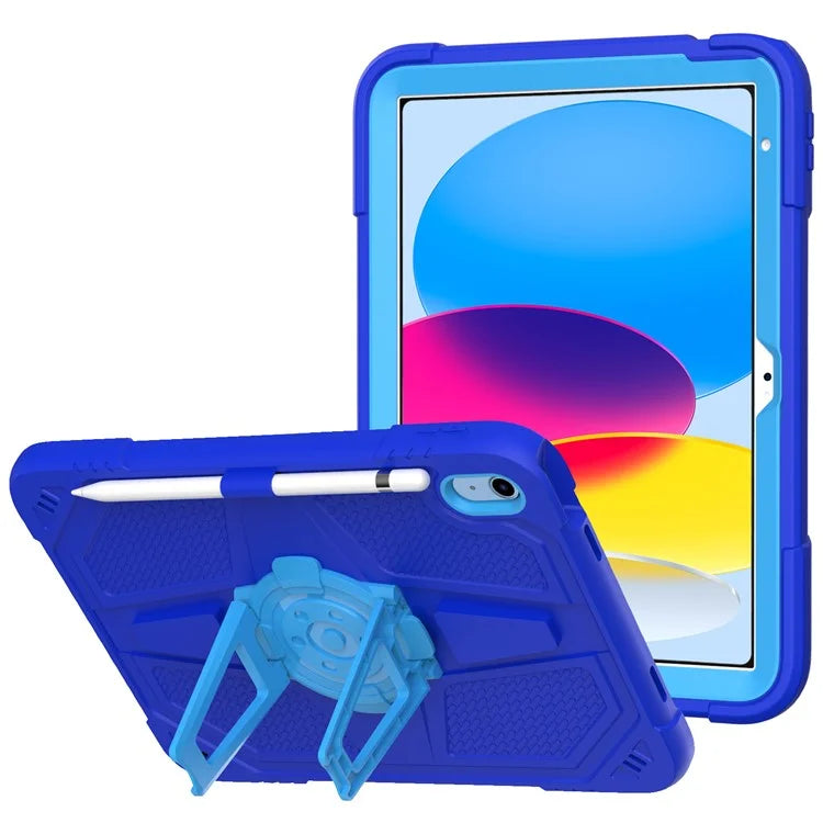 For iPad 10.9 (2022) Kickstand Case Shockproof PC + Silicone Tablet Cover with Pen Slot