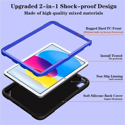 For iPad 10.9 (2022) Kickstand Case Shockproof PC + Silicone Tablet Cover with Pen Slot