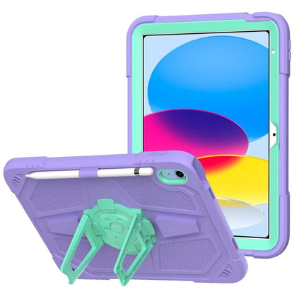 For iPad 10.9 (2022) Kickstand Case Shockproof PC + Silicone Tablet Cover with Pen Slot