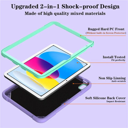 For iPad 10.9 (2022) Kickstand Case Shockproof PC + Silicone Tablet Cover with Pen Slot