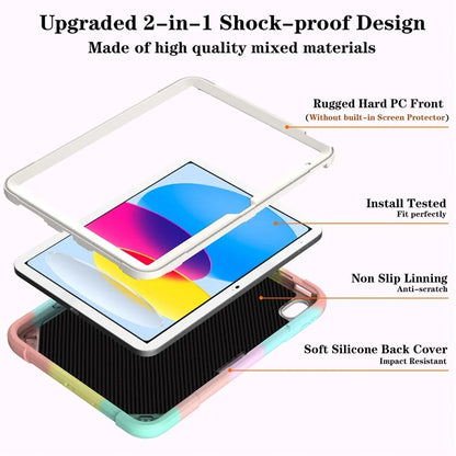 For iPad 10.9 (2022) Kickstand Case Shockproof PC + Silicone Tablet Cover with Pen Slot