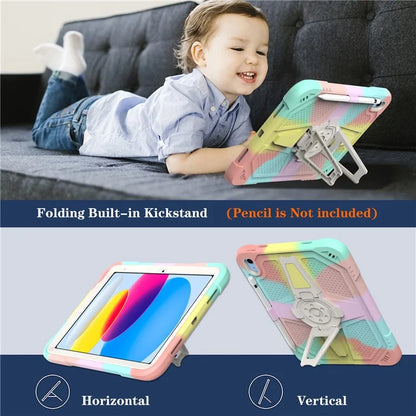 For iPad 10.9 (2022) Kickstand Case Shockproof PC + Silicone Tablet Cover with Pen Slot