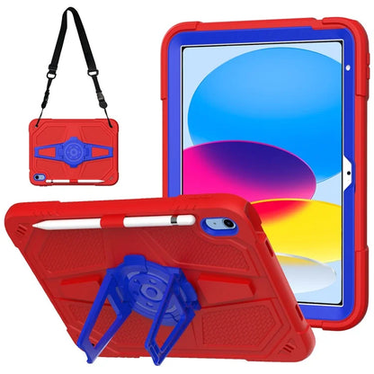 For iPad 10.9 (2022) Case Punk Kickstand PC + Silicone Tablet Cover with Shoulder Strap