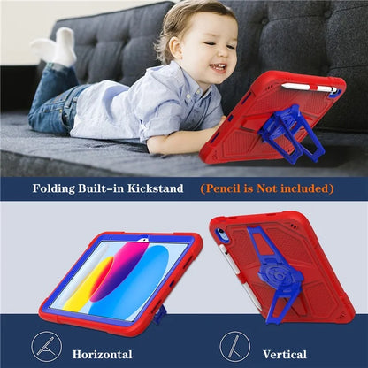 For iPad 10.9 (2022) Case Punk Kickstand PC + Silicone Tablet Cover with Shoulder Strap