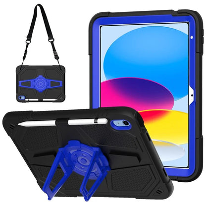 For iPad 10.9 (2022) Case Punk Kickstand PC + Silicone Tablet Cover with Shoulder Strap
