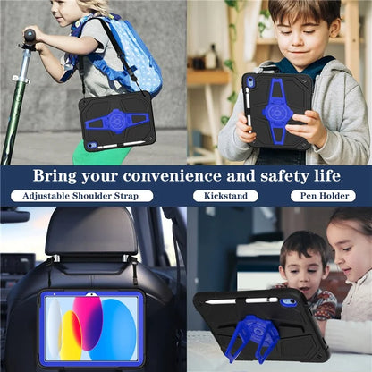 For iPad 10.9 (2022) Case Punk Kickstand PC + Silicone Tablet Cover with Shoulder Strap