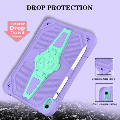 For iPad 10.9 (2022) Case Punk Kickstand PC + Silicone Tablet Cover with Shoulder Strap