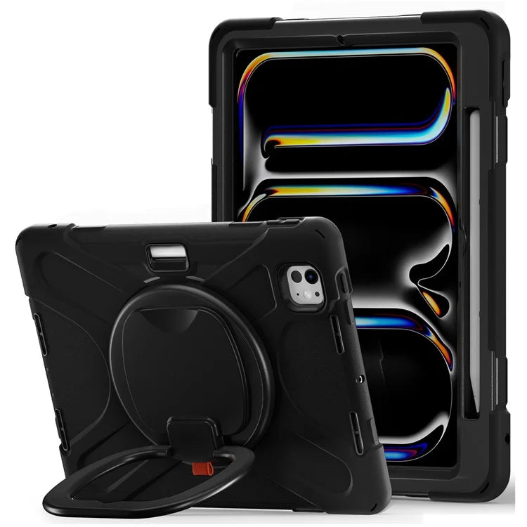 For iPad Pro 11 (2024) Shockproof Case Rotating Kickstand PC+Silicone Tablet Cover