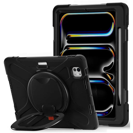For iPad Pro 11 (2024) Shockproof Case Rotating Kickstand PC+Silicone Tablet Cover