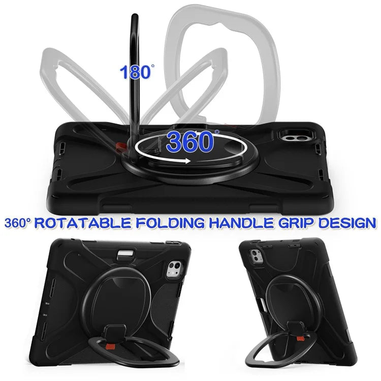 For iPad Pro 11 (2024) Shockproof Case Rotating Kickstand PC+Silicone Tablet Cover