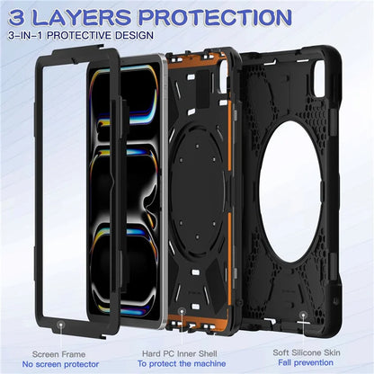 For iPad Pro 11 (2024) Shockproof Case Rotating Kickstand PC+Silicone Tablet Cover