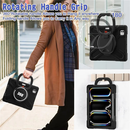 For iPad Pro 11 (2024) Shockproof Case Rotating Kickstand PC+Silicone Tablet Cover