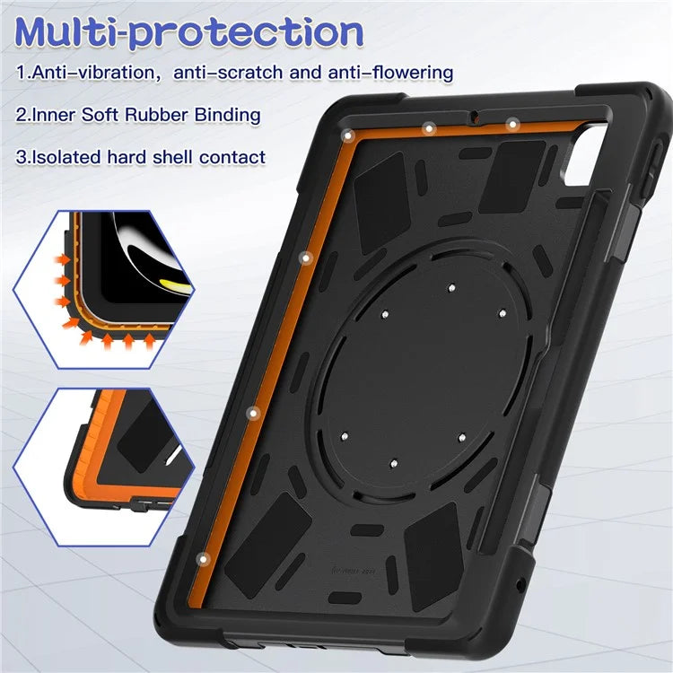 For iPad Pro 11 (2024) Shockproof Case Rotating Kickstand PC+Silicone Tablet Cover