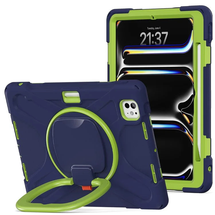 For iPad Pro 11 (2024) Shockproof Case Rotating Kickstand TPU+PC+Silicone Tablet Cover